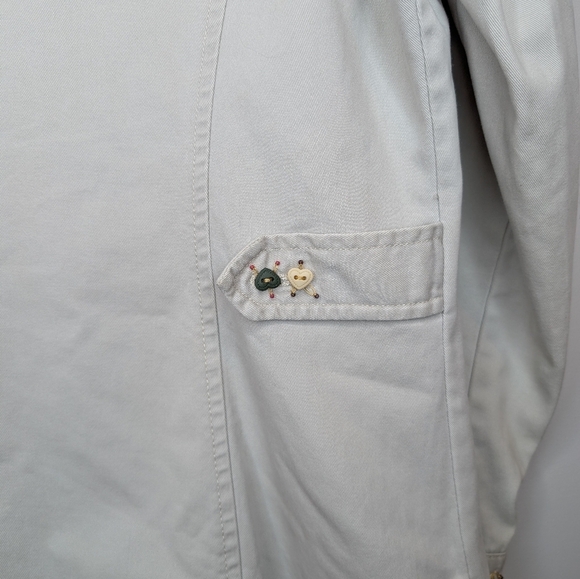 Vintage Jamaica Bay Heart Button Khaki Beige Button Down Jacket Top Women's PM - Picture 8 of 13